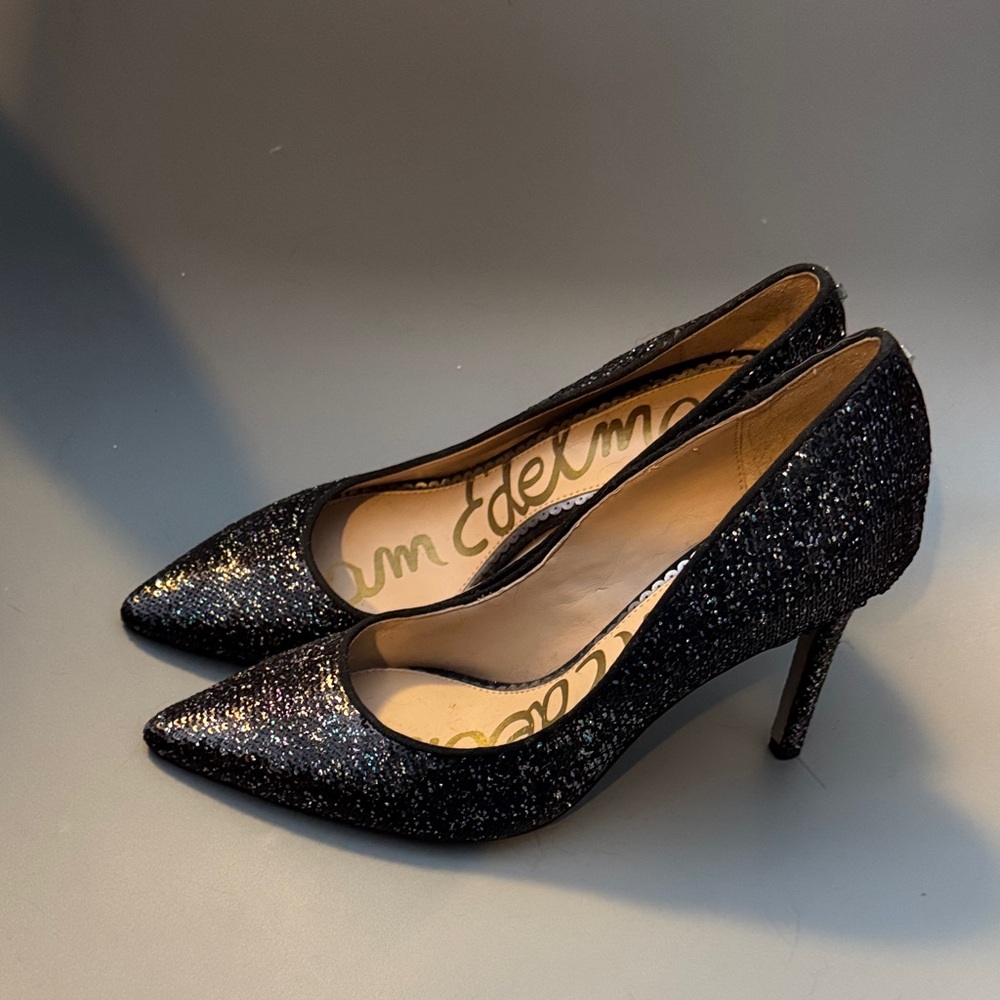 Sam Edelman Black and Blue Glitter Heels